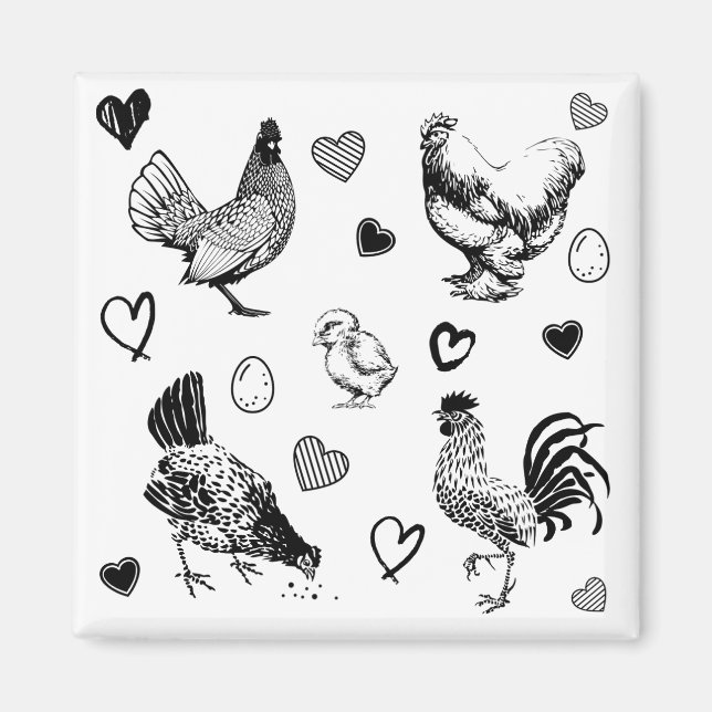 Collage of Cute Chickens Magnet (Front)