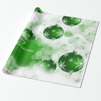 Collage of Green Snowflake Christmas Balls Wrapping Paper