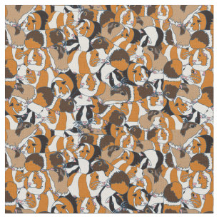Collage of Guinea Pigs Illustrations Patterned Fabric
