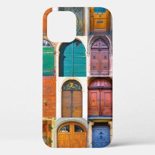 Collage of mediaeval front doors at Prague,  Czech iPhone 12 Case