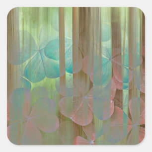 Collage of Oxalis and Trees Seabeck, WA Square Sticker