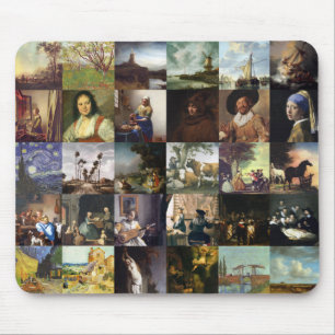 Collage of paintings of van Gogh, Vermeer, etc Mouse Mat