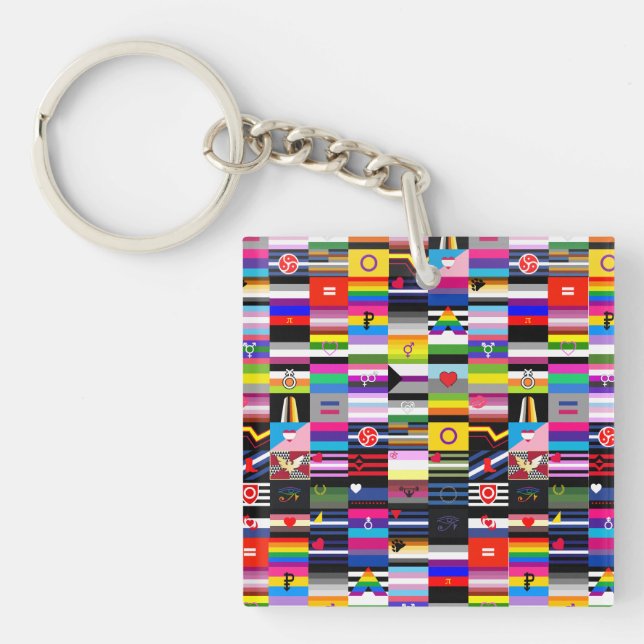 Collage of Pride Flags Key Ring (Front)