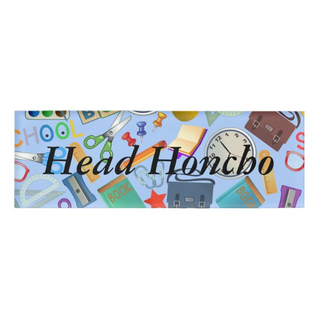 Collage of School Supplies Name Tag (Front)