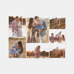 Collage of Seven Personalized Photo Blanket