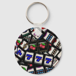 Collage of Slot Machine Reels Key Ring