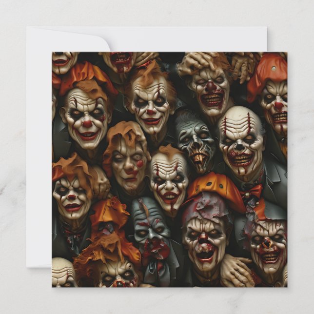 Collage of Spooky Zombie Clowns Holiday Card (Front)