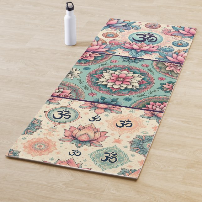 Collage of Turquoise and peach Mandalas Yoga Mat (In Situ)
