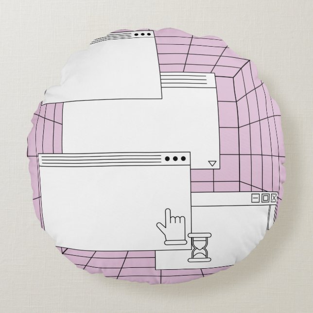 Collage of user interface elements. Cyberpunk and  Round Cushion (Front)