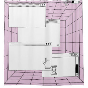 Collage of user interface elements. Cyberpunk and  Shower Curtain