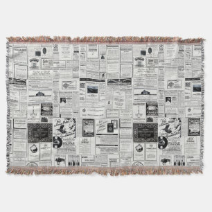 Collage Of Vintage Advertising Throw Blanket