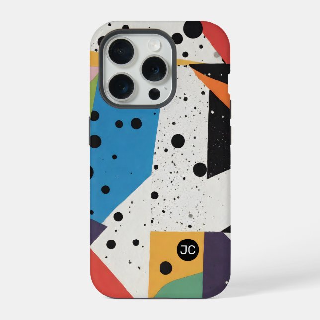 Collage Paper Black Dots iPhone Case (Back)