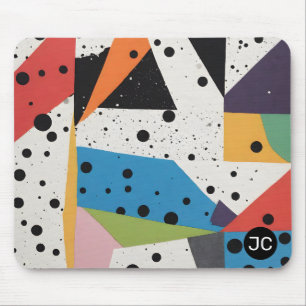 Collage Paper Black Dots Mouse Mat
