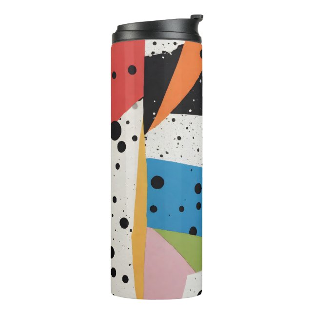 Collage Paper Black Dots Thermal Tumbler (Rotated Left)