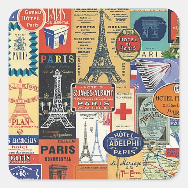 Collage Paris Square Sticker (Front)