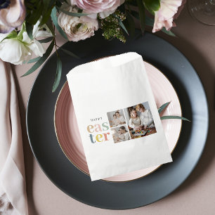 Collage Photo And Colourful Easter Holiday Gift Favour Bags