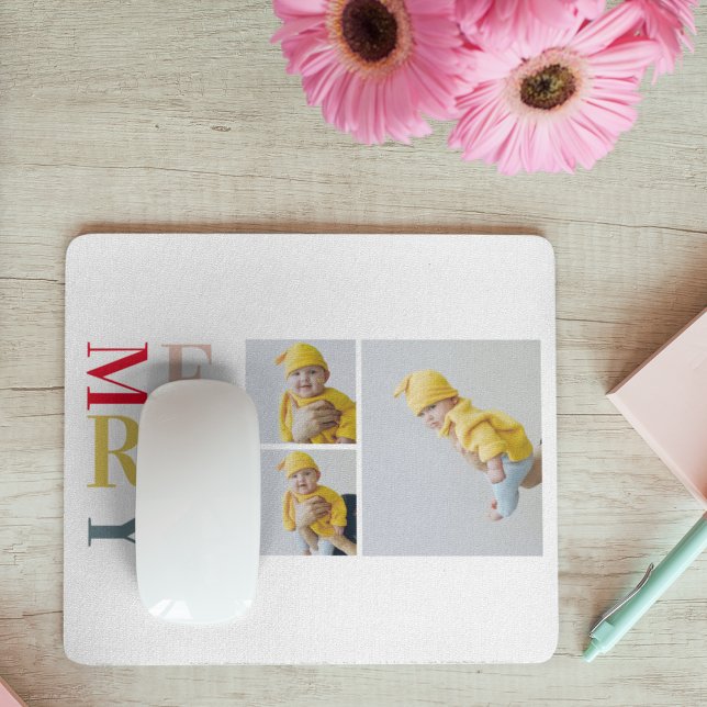 Collage Photo And Colourful Merry | Happy Holiday Mouse Mat (Creator Uploaded)