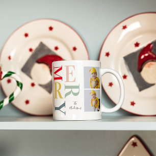 Collage Photo And Colourful Merry Happy Holiday Mug