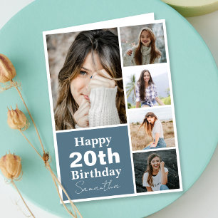 Collage Photo Any Age Custom Birthday Card