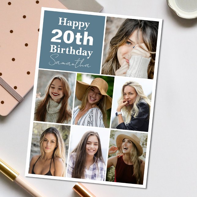 Collage | Photo Any Age Personalise Birthday Card (Personalize the collage birthday greeting card to create a special keepsake for your loved one!)