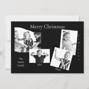 Collage Photo B/W Flat Holiday Card