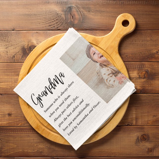 Collage Photo & Best Grandma Ever Best Beauty Gift Tea Towel (Creator Uploaded)