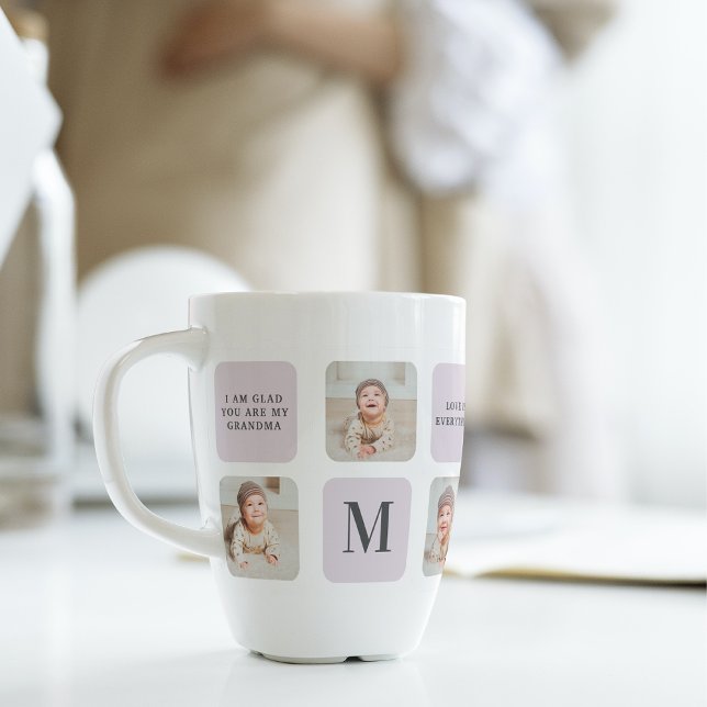 Collage Photo & Best Grandma Ever Best Purple Gift Latte Mug (Creator Uploaded)