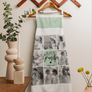 Collage Photo Best Grandpa Ever Pastel Mint Gift Apron
