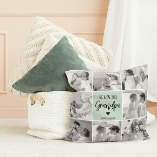Collage Photo Best Grandpa Ever Pastel Mint Gift Cushion
