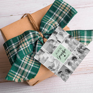 Collage Photo Best Grandpa Ever Pastel Mint Gift Favour Tags