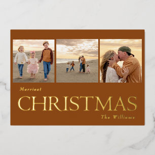 Collage Photo Cinnamon Foil Holiday Card