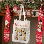 Collage Photo | Colorful Blessed Holiday Gift Tote Bag<br><div class="desc">Collage Photo | Colorful Blessed Holiday Gift</div>