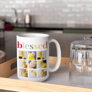 Collage Photo   Colourful Blessed Holiday Gift Coffee Mug