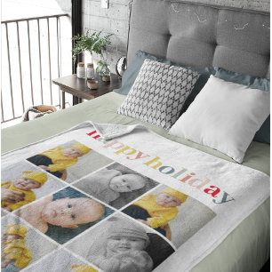 Collage Photo   Colourful Happy Holiday Sherpa Blanket