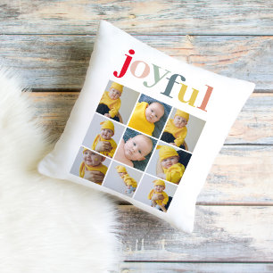 Collage Photo   Colourful Joyful Holiday Gift Cushion