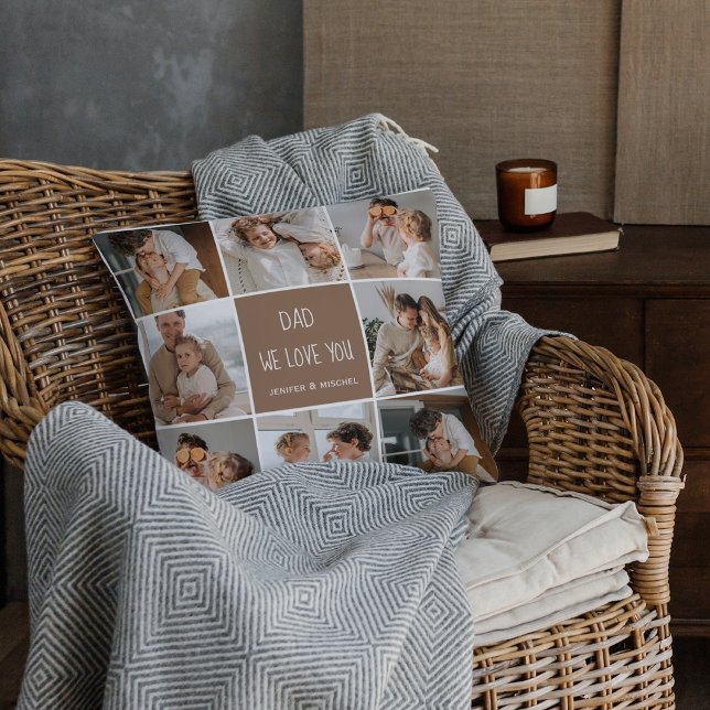 Collage Photo Dad We Love You Happy Fathers Day Cushion (Creator Uploaded)
