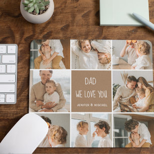 Collage Photo Dad We Love You Happy Fathers Day Mouse Mat