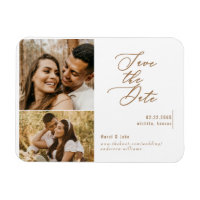 Collage Photo Gold Text Wedding Save the Date 