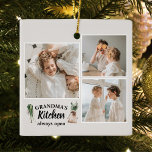 Collage Photo & Grandma Kitchen Is Always Open Ceramic Ornament<br><div class="desc">Looking for the perfect gift for your grandma, or for anyone who loves spending time in the kitchen? Look no further than this unique and customizable product! Featuring a beautiful collage of your favorite photos, this design is sure to capture your memories and make them last. And with the charming...</div>