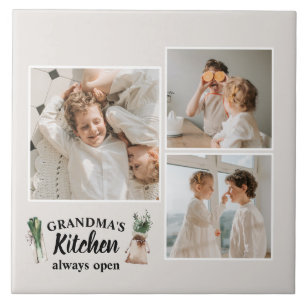 Collage Photo & Grandma Kitchen Is Always Open Tile