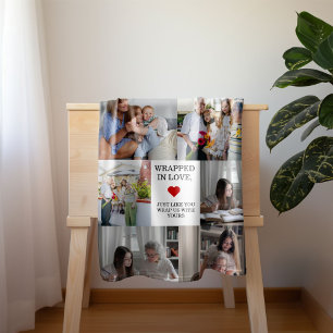 Collage Photo Grandma Wrapped in love Valentine Fleece Blanket