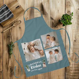 Collage Photo & Grandpa Kitchen Is Always Open Apron
