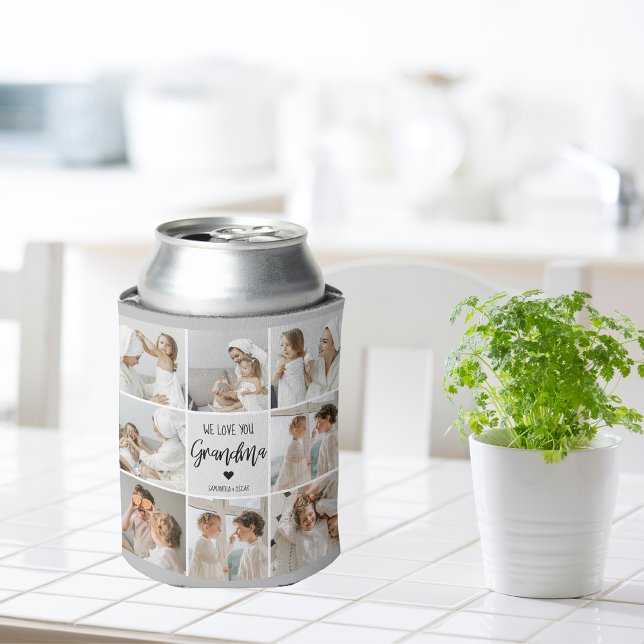 Collage Photo Grey We Love You Grandma Best Gift  Can Cooler (Creator Uploaded)