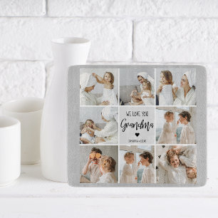 Collage Photo Grey We Love You Grandma Best Gift Cutting Board