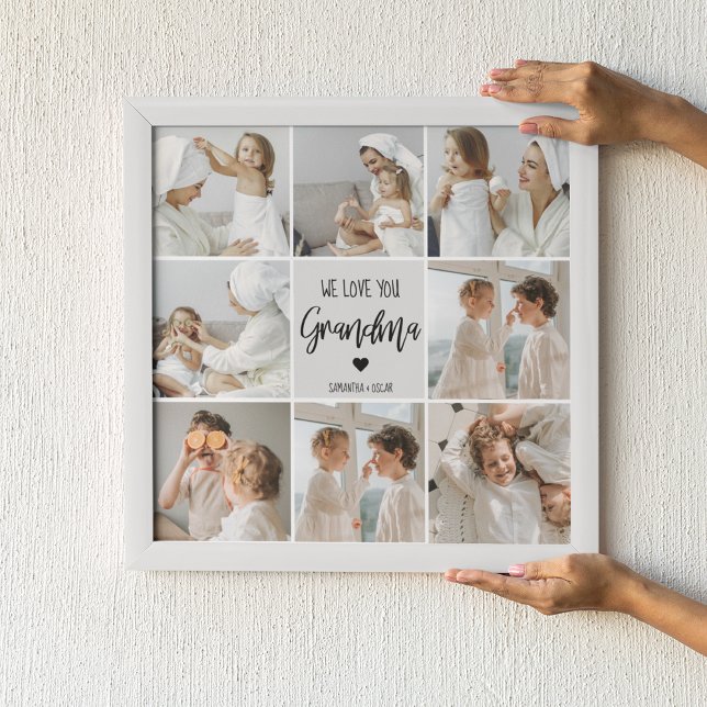 Collage Photo Grey We Love You Grandma Best Gift  Poster (Creator Uploaded)