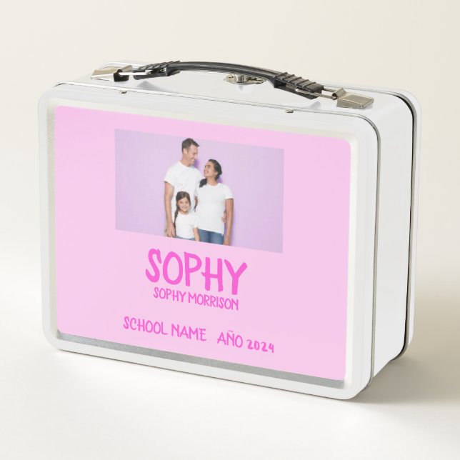 COLLAGE photo Lunchbox pink  , WHITE To Customise  (Back)