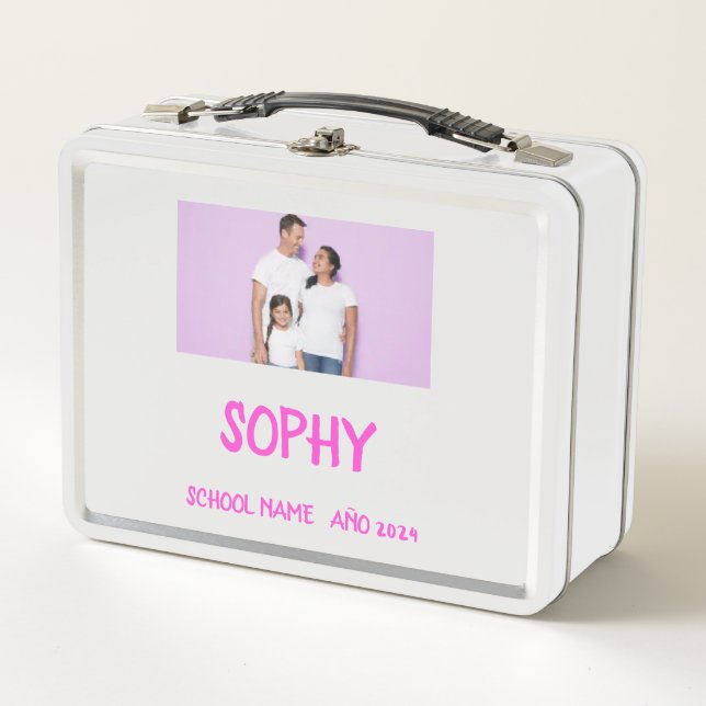 COLLAGE photo Lunchbox ROSE , WHITE To Customise  (Front)