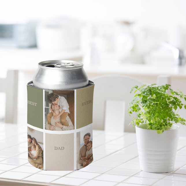 Collage Photo Modern Best Dad Ever Gift Can Cooler (Creator Uploaded)
