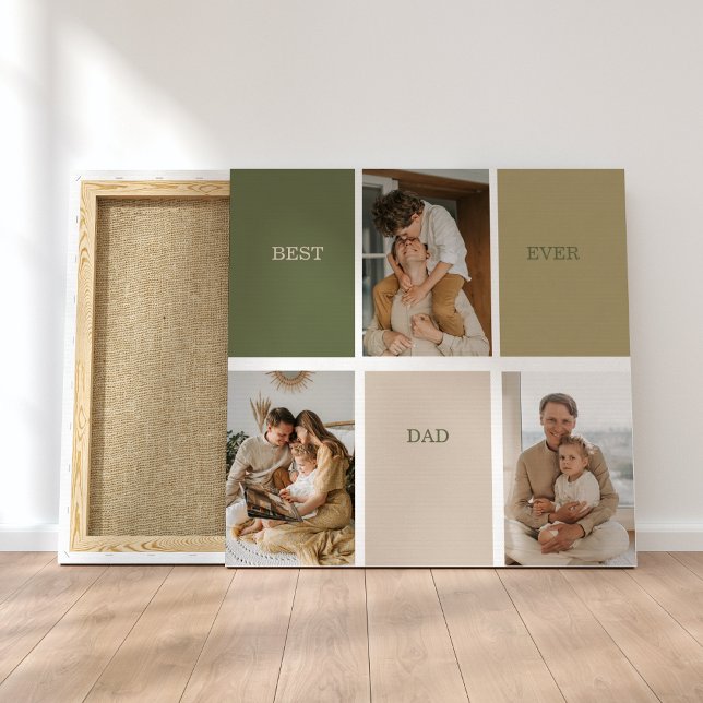 Collage Photo Modern Best Dad Ever Gift Canvas Print (Creator Uploaded)