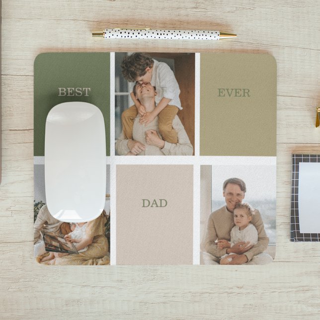 Collage Photo Modern Best Dad Ever Gift Mouse Mat (Creator Uploaded)